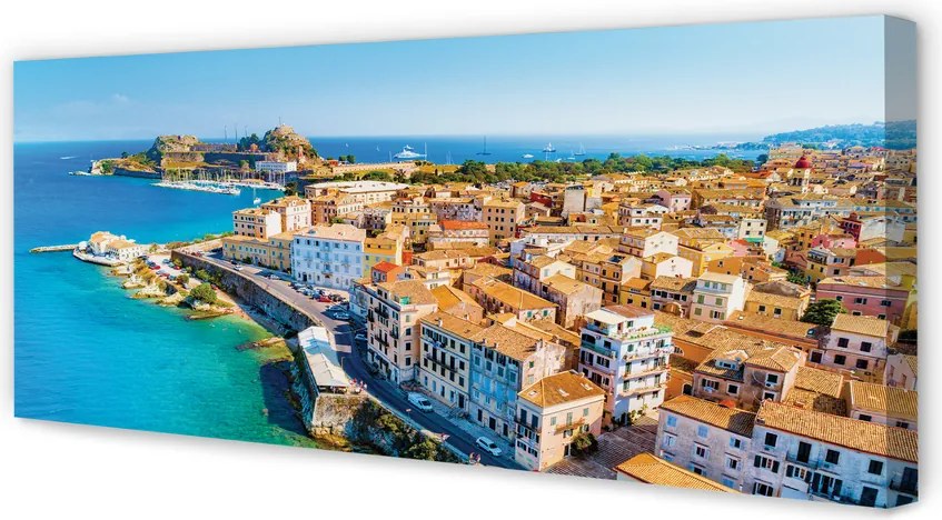 Obraz drukowany na płótnie Nadmorskie Miasteczko w Grecji