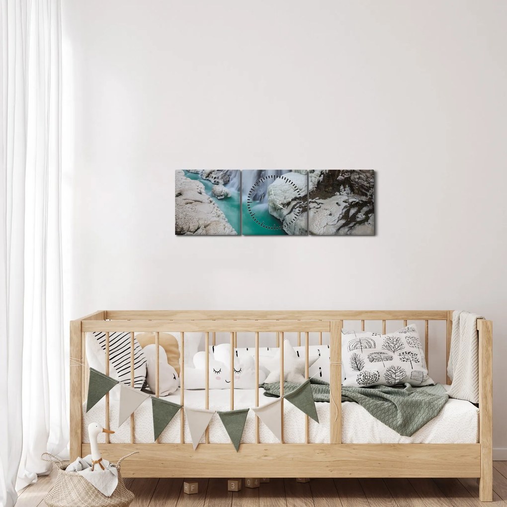Obraz - Islandzka przyroda (z zegarem) (90x30 cm)