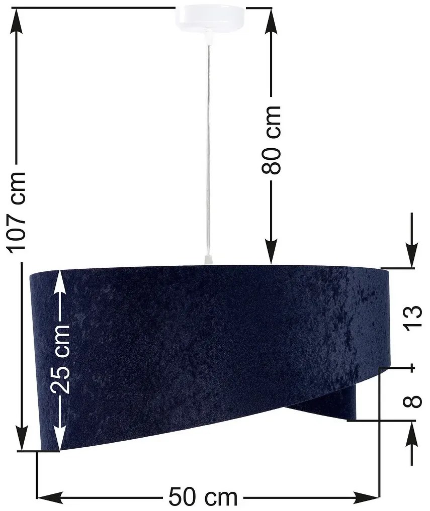 Granatowo-biała lampa wisząca welurowa - 3X EX985 S6-P29