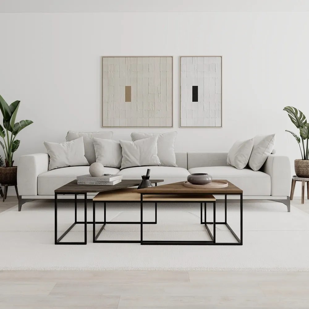 Stoliki z blatem w dekorze orzecha zestaw 3 szt. 70x110 cm Titan – Marckeric