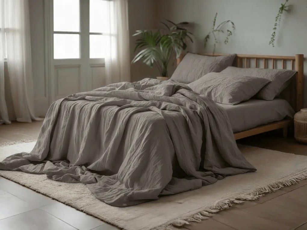 PrzytulneMieszkanie.pl PrzytulneMieszkanie.pl Pościel muślinowa PURELY szara Rozmiar pościeli: 80 x 80 cm | 155 x 220 cm