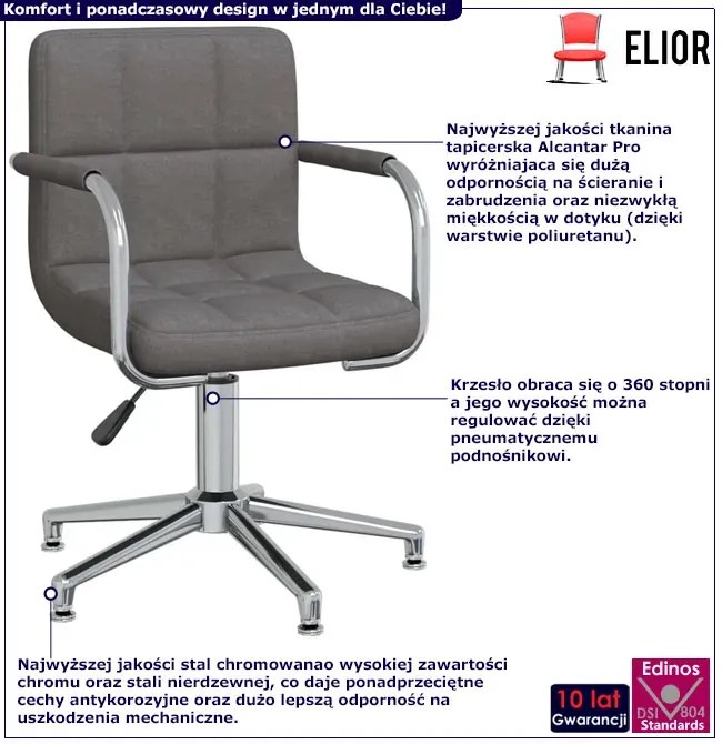 Ciemnoszary fotel obrotowy bez kółek T9-C39