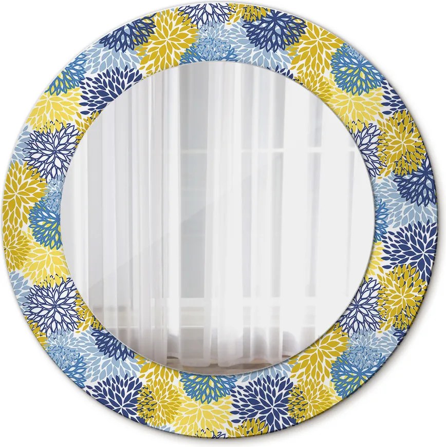 Lustro dekoracyjne okrągłe Niebieskie kwiaty