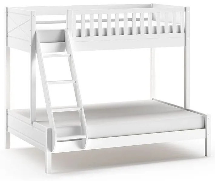 Białe piętrowe łóżko dziecięce 140x200/90x200 cm Scott – Vipack