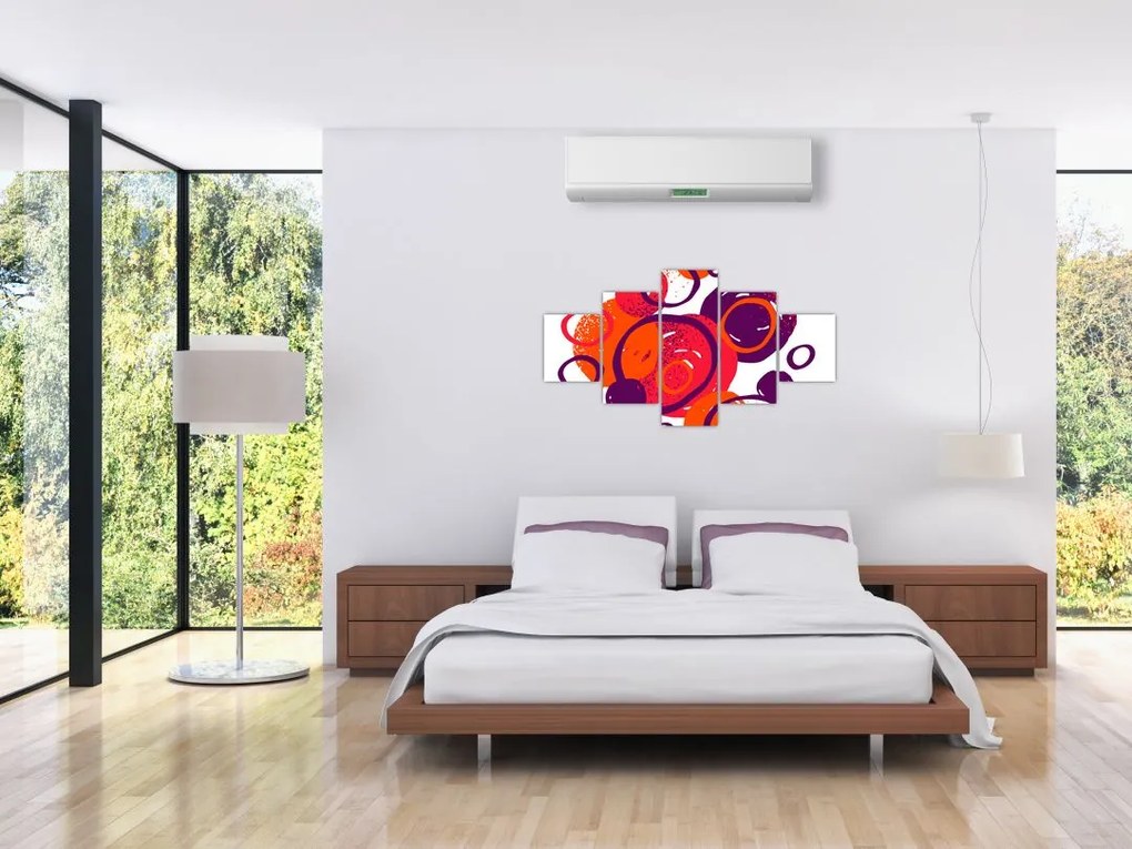 Obraz - Motyw z kółkami w ciepłych kolorach (125x70 cm)