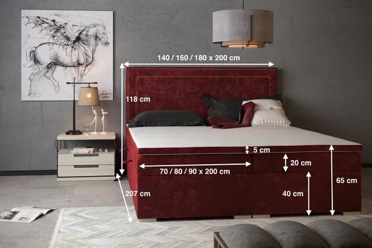 Podwójne łóżko boxspring Soho 160x200 - 32 kolory