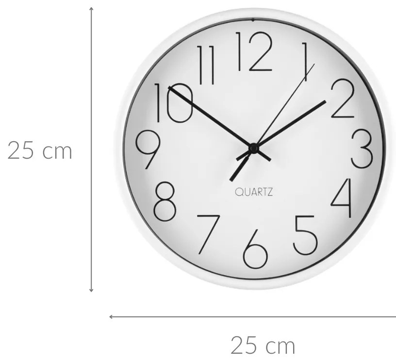 Prosty zegar ścienny, Ø 25 cm