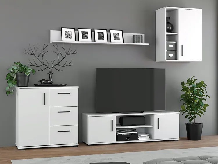 Biała stojąca szafka na telewizor - Lamans 10X