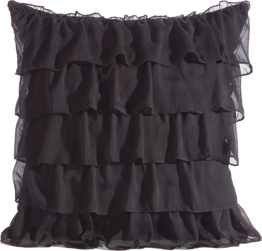 Czarna poszewka dekoracyjna z falbankami Daisy