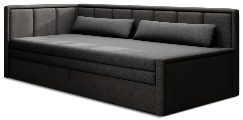 Sofa rozkładana z funkcją spania FULGEO czarna/szara lewa ELTAP