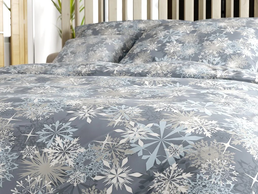PrzytulneMieszkanie.pl PrzytulneMieszkanie.pl Pościel z mikrofibry SNOWFLAKE w kolorze niebiesko-szarym Rozmiar pościeli: 2 szt 70 x 90 cm | 200 x 220 cm