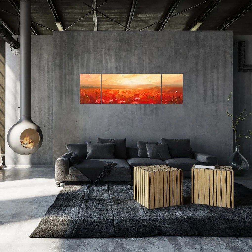 Obraz - Pole maków (170x50 cm)