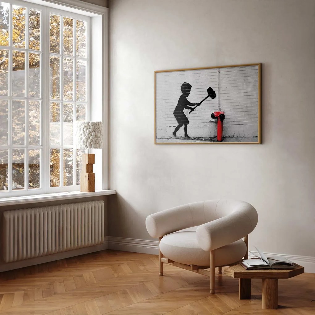 Plakat Zniszczyć hydrant 42x29,7 cm z ramą złotą bez marginesu ARTGEIST B
