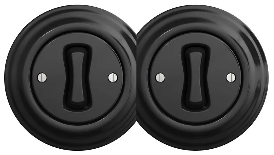 Kliklap - Dwukrotny retro włącznik jednobiegunowy z ramką nr 1, czarny