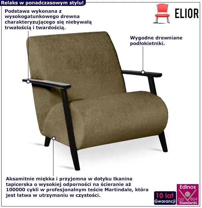 Zielony Fotel Drewniany Lisek B3-H05