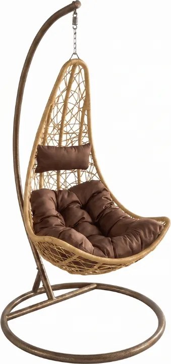 Żółty wiszący fotel AMAZONIA ze stojakiem