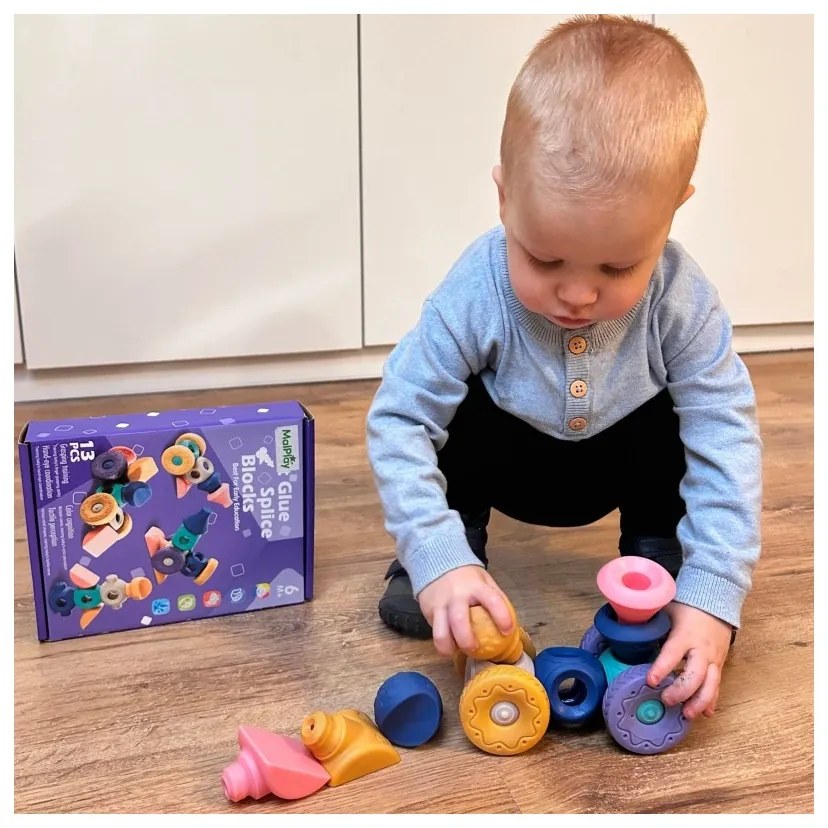 Woopie baby klocki sensoryczne konstrukcyjne układanka do ściskania 13 el.