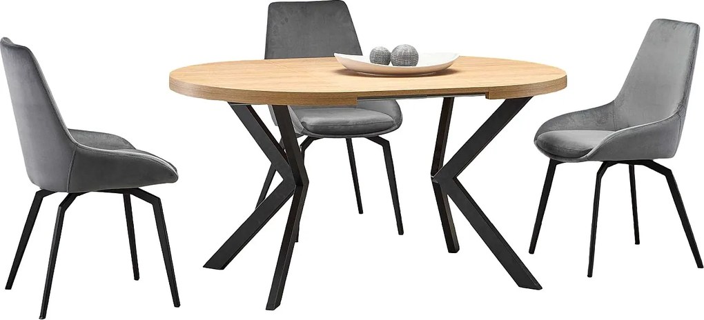 Stół okrągły rozkładany PERONI 100(250)x100 dąb/czarny