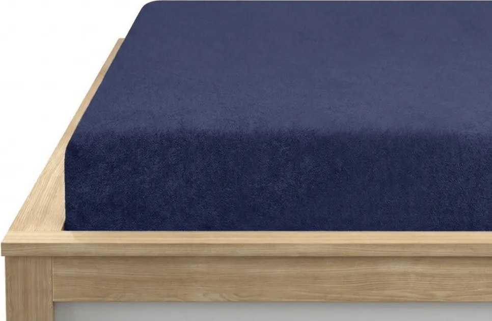 PrzytulneMieszkanie.pl Frotowe prześcieradło EXCLUSIVE granatowe 90 x 200 cm