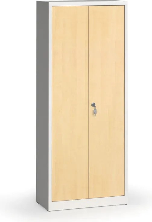 Szafy spawane z laminowanymi drzwiami, 1950 x 800 x 400 mm, RAL 7035/brzoza