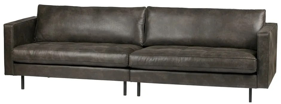 Czarna sofa ze skóry z recyklingu BePureHome Rodeo, 277 cm