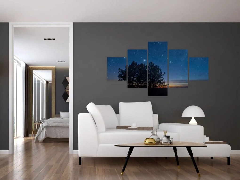 Obraz drzew w nocy (125x70 cm)