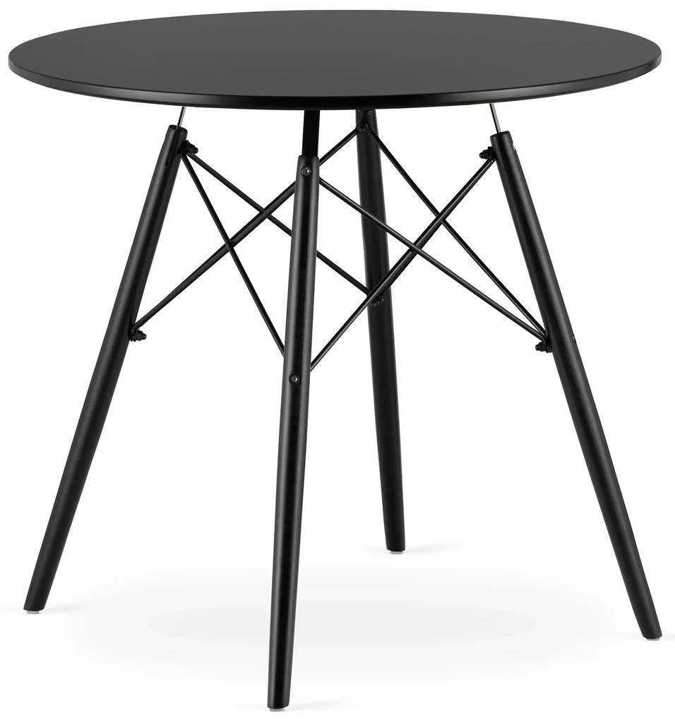 Okrągły czarny stół z 4 krzesłami H0-D06