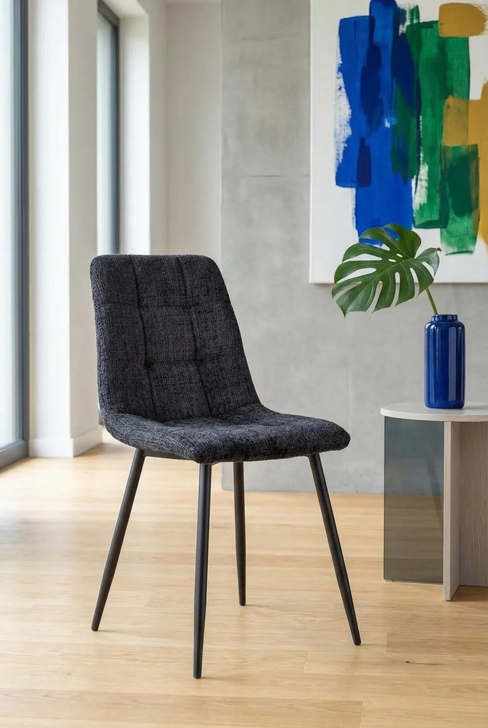 Czarne metalowe tapicerowane krzesło M1-Z79