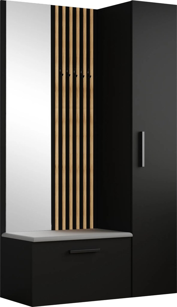 Masseno Garderoba MODULO 120,6/204/40 cm do Przedpokoju Nowoczesna Czarna