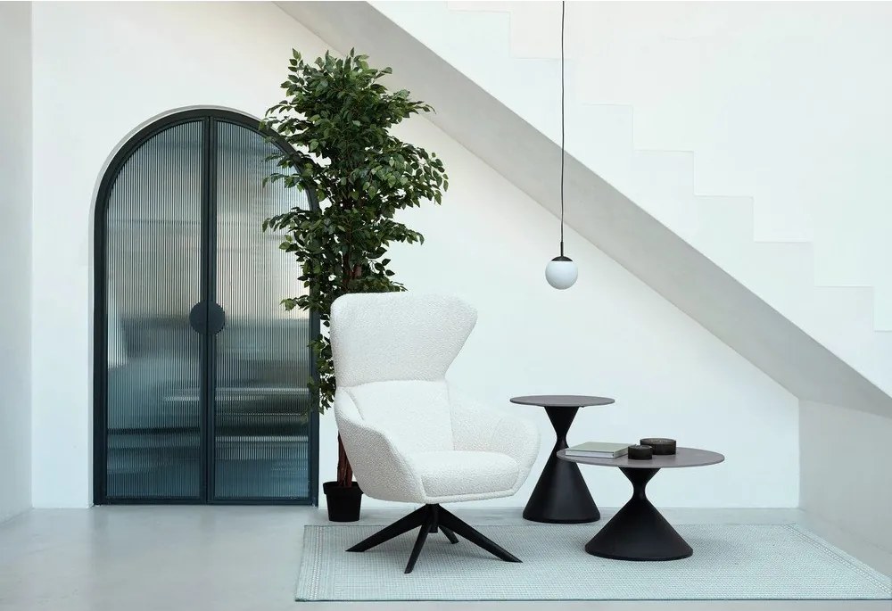 Czarny okrągły stolik z blatem w dekorze marmuru ø 70 cm Joona – Bizzotto