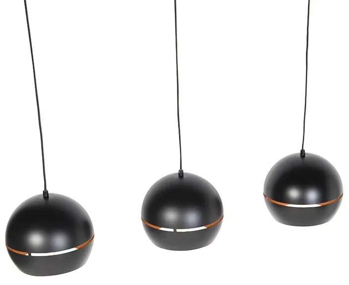 Designerska lampa wisząca czarna ze złotym wnętrzem 3-światłowa - BuellPrzemysłowy Oswietlenie wewnetrzne
