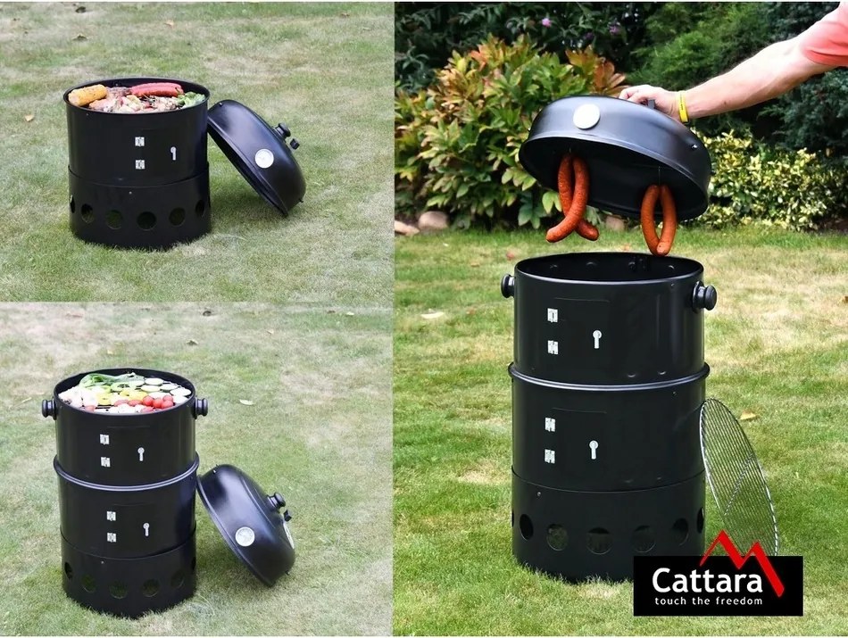 Cattara Gril - wędzarnia na węgiel drzewny Pisa 3w1, 40 x 80 x 40 cm