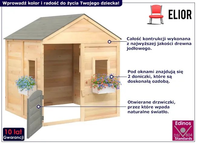 Ogrodowy domek dla dzieci z drzwiczkami i doniczkami Reya