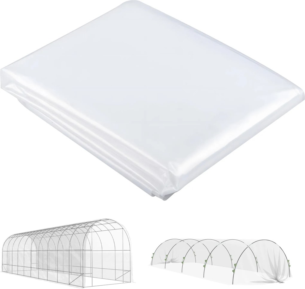 Outsunny Pokrywa szklarniowa z plastiku, Ochrona roślin, Odporna na UV i Wodę, 8 x 10 m