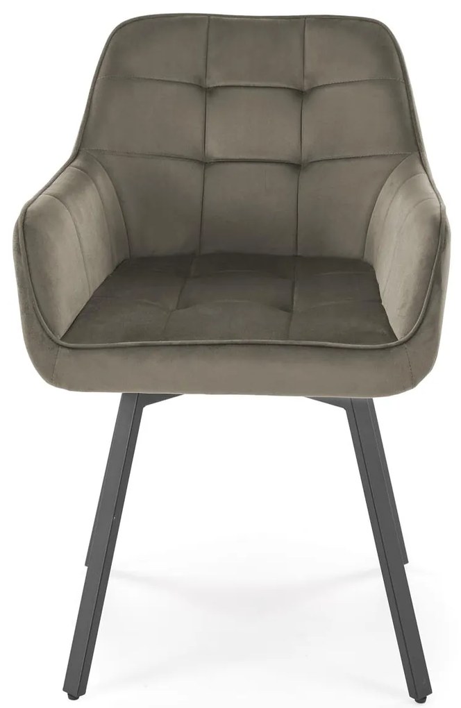 Krzesło do jadalni obrotowe z podłokietnikami beżowe welurowe K588