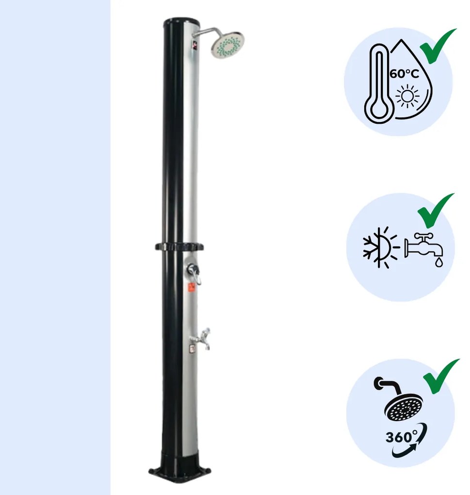 Prysznic solarny KARIBIK, 35l, srebrna/czarna Jurhan