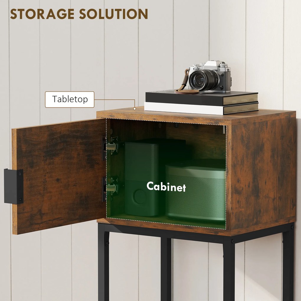 HOMCOM Wąski stolik konsolowy, szafka, design industrialny, salon przedpokój, 40x30x76cm, Rustykalny-Brąz