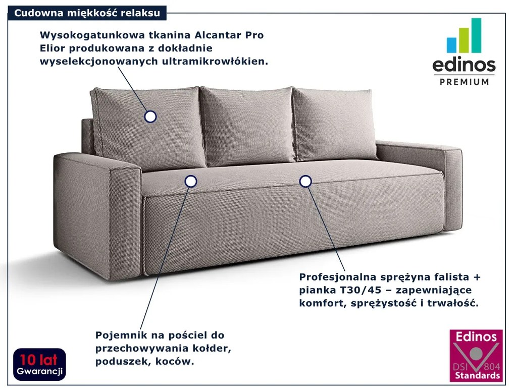 Szara tapicerowana sofa z pojemnikiem G3-C05