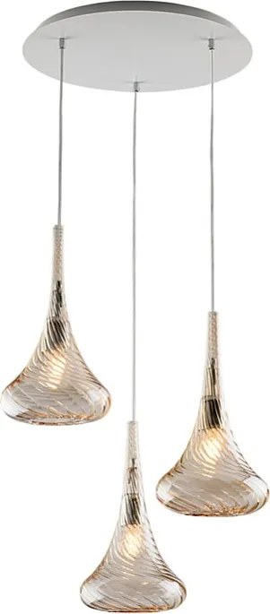 Zawieszenie Nemesi Iron z bursztynowym szkłem pyreksowym 3 światła 141 Ø50 BL280-S3-AM