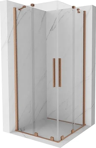 Mexen Velar Duo kabina prysznicowa rozsuwana 100 x 100 cm, transparent, miedź szczotkowana - 871-100-100-02-65