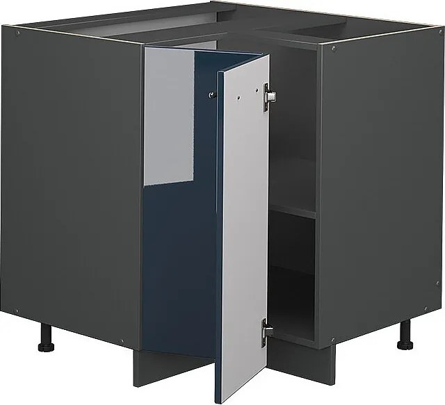 Szafka narożna ciemnoniebieski wysoki połysk 80.5x60x82 fame-line