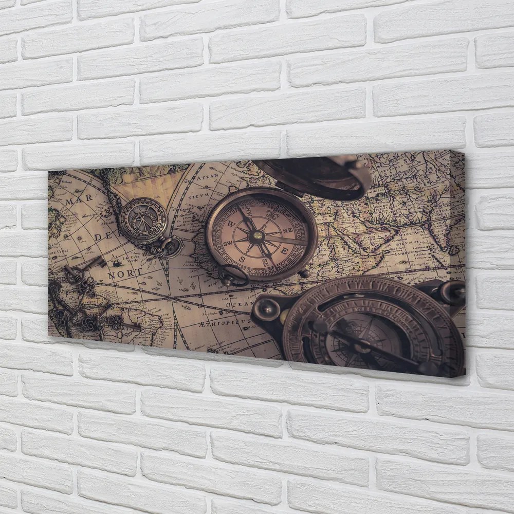 Obraz canvas na ścianę Kompas na Starej Mapie