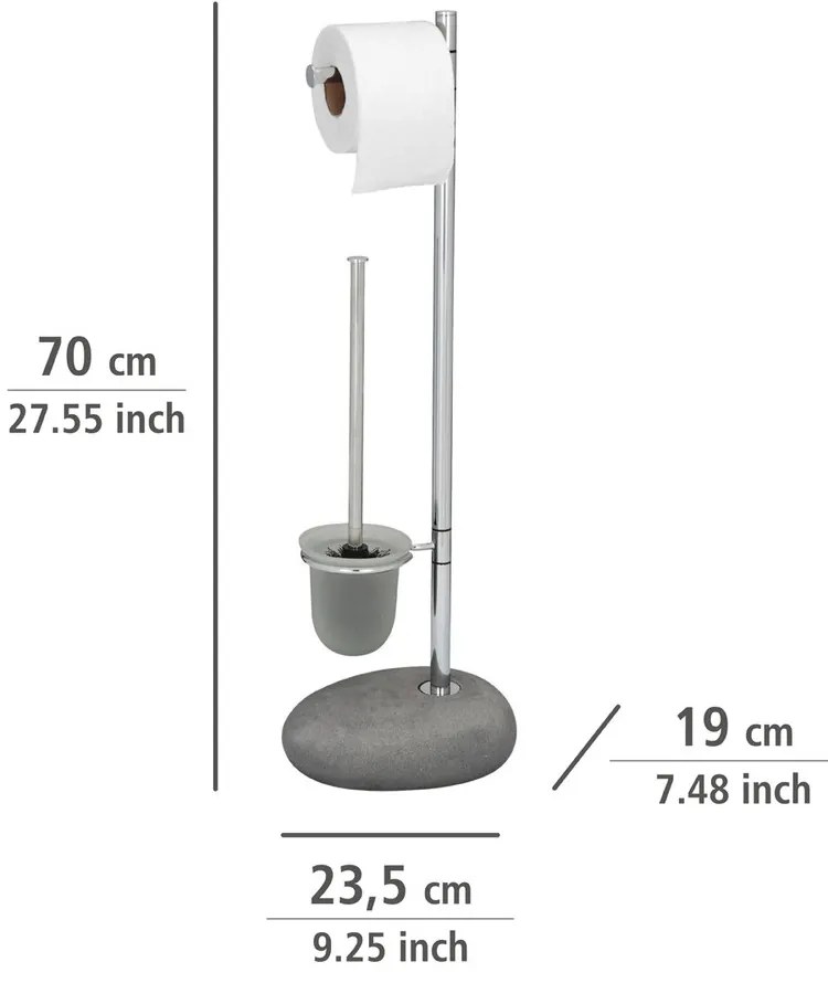 Stojak na papier toaletowy i szczotkę do WC, PEBBLE STONE - 2 w 1, WENKO