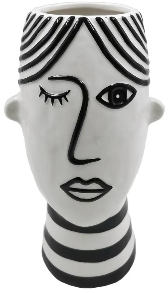 Czarno-biały porcelanowy wazon Mauro Ferretti Face