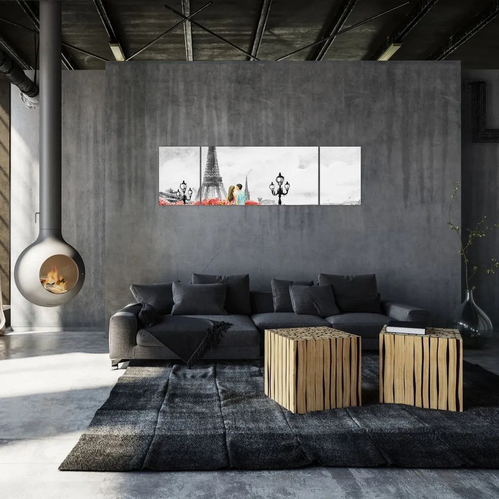 Obraz - Kochankowie w Paryżu (170x50 cm)
