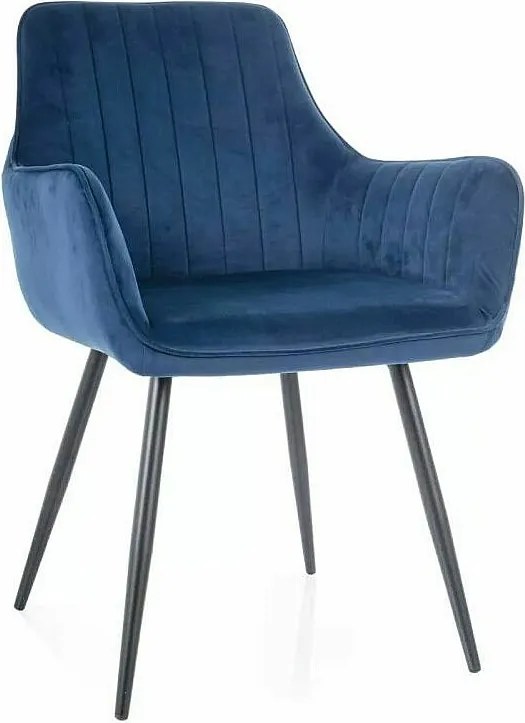Krzesło tapicerowane APPLE VELVET granatowe