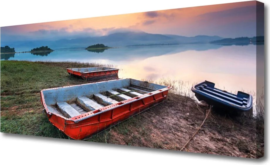 Obraz na płótnie Łódź Rybacka na Spokojnej Wodzie