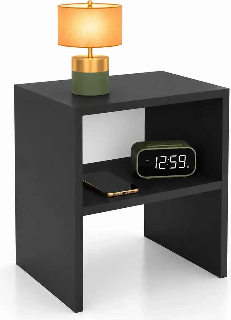 Czarna minimalistyczna szafka nocna 40 cm z półką R6-W69