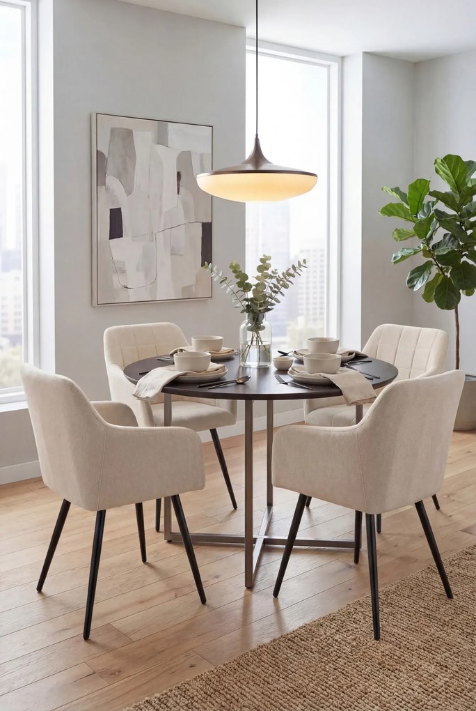 Zestaw 2 beżowych krzeseł tapicerowanych T2-A83