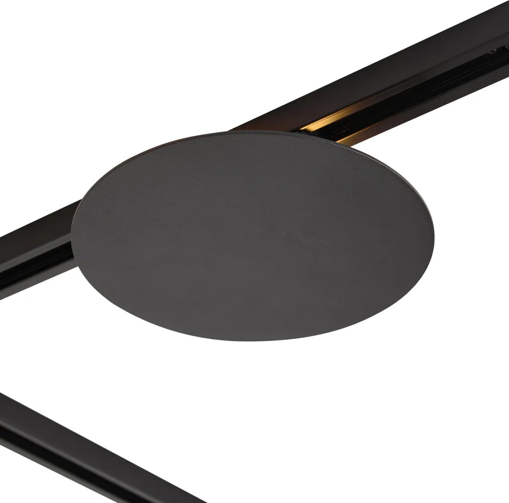 Modern railsysteem zwart met 3 hanglampen en 2 plafondlampen 1-fase - Iconic Lloyd Pulley
